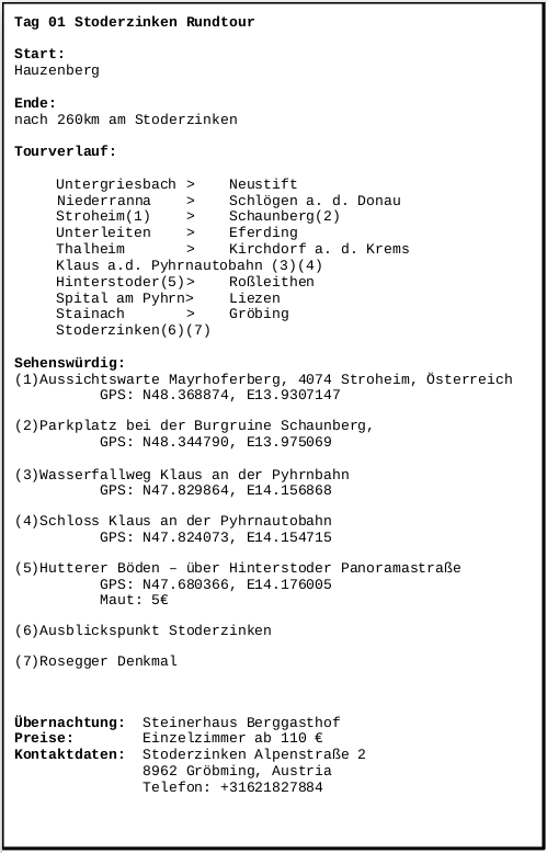 Info zu Tag 1